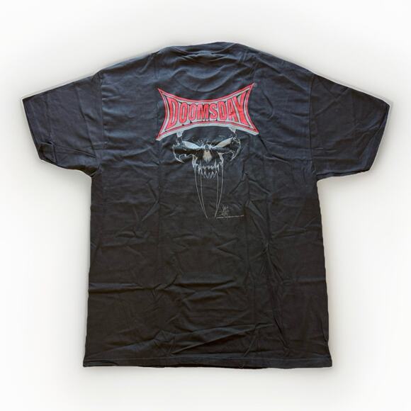 1998 Doomsday Shirt XL Mike Flippin Evil Ernie Metal Chaos Comics Promo Tee - Picture 1 of 10